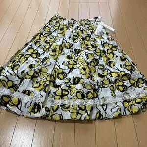  новый товар не использовался Super Beauty обычная цена 13400 иен цветочный принт желтый длинная юбка 