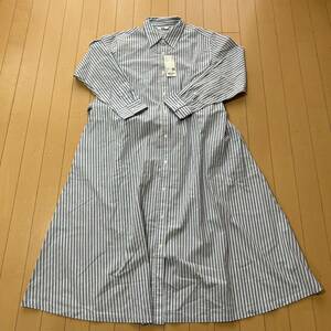  new goods unused Uniqlo UNIQLO stripe cotton A line shirt One-piece L size 