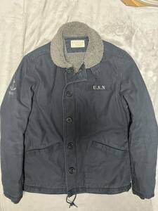 廃盤 ビームス ジャーマンクロス デッキジャケット M USN ミリタリー ネイビー BEAMS N-1 DECK JACKET # old joe RUGGED VINTAGE加工