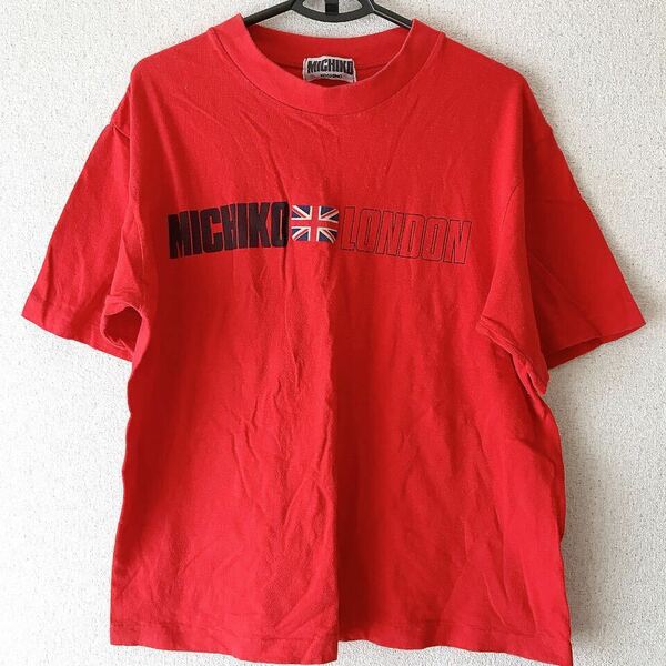 ミチコロンドン ロゴ Tシャツ 半袖 赤　90s M