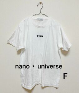 nano・universeナノユニバースCYAN×ROOOコラボTee 半袖Tシャツホワイト白カットソーレディースF カットソー