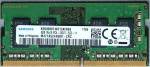 ノートPC用メモリ 4GB：SAMSUNG M471A5244BB0 PC4-2400T