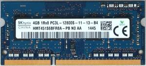 ノートPC用メモリ 4GB：SK Hynix HMT451S6BFR8A PC3L-12800S 