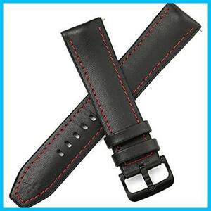 * black + red line _ size :20mm* [] for wristwatch band 20mm 22mm clock belt strap is silicon + leather made (s tool . necessary . no 