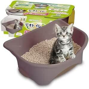 デオトイレ本体セット [約1か月分 猫砂・シート付] 猫用トイレ本体 子猫~5kgの成猫用 ツートンブラウ