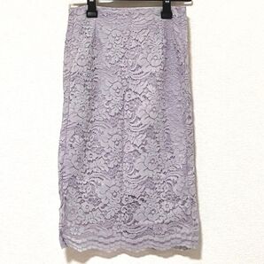 GU レース タイトスカート パープル キレイめ オフィス 仕事 通勤服 シンプル