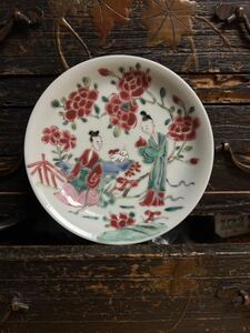 中国古美術 古陶磁器 清時代彩絵皿 粉彩小皿 骨董品 