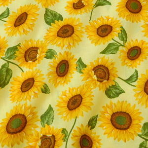 【即決】幅110cm×１.５ｍ◇布 生地 夏のヒマワリ 向日葵 ひまわり 花柄 綿 シーチング クリームイエロー きいろ 黄色