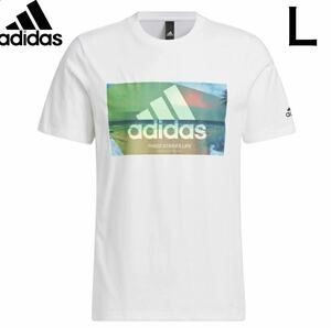 アディダス adidas Tシャツ 半袖 メンズ レギュラーフィットオーシャン グラフィック 半袖Tシャツ　サイズＬ