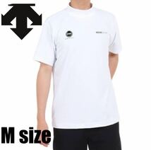 【新品】デサント(DESCENTE)(メンズ)半袖Tシャツ メンズ 白 鹿の子モックネック UVカット Mサイズ_画像1