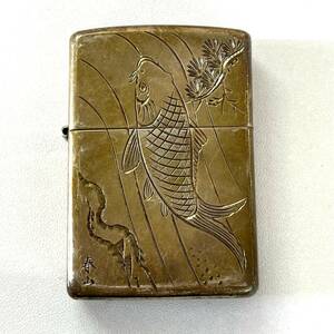 Y222-K32-4022◎ ZIPPO ジッポ ライター STERLING SILVER 2008 喫煙具 喫煙グッズ 火花有 鯉 春山