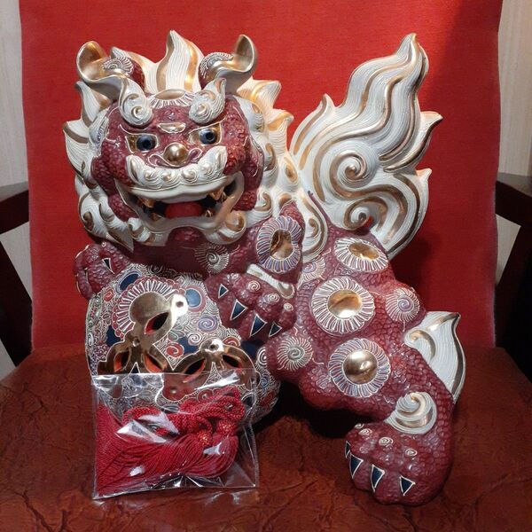 気まぐれ価格!九谷焼 唐獅子 玉乗り獅子 美品