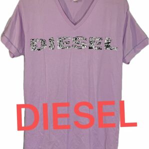 【DIESEL】ディーゼル　人気ロゴ　人柄　半袖Tシャツ　カットソー　Vネック