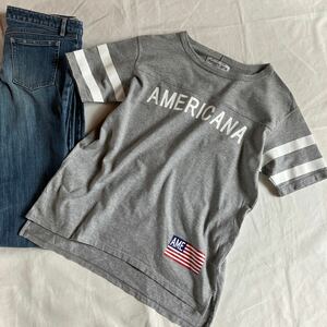 【Americana FREAK'S STORE】 半袖Tシャツ　カレッジ風　グレー　コットン