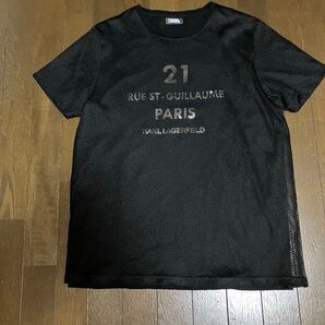 セール!★KARL LAGERFELD ★ Tシャツメッシュレイヤード(黒・M)