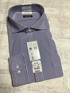 新品　45-84 3Ｌサイズ 　ノンアイロンシャツ　白とブルー細かなストライプ　☆カッタウェイカッターシャツ　