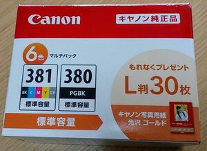 【Canon純正インク】《BCI-381+380/6MP》「標準容量」新品未使用「取り付け期限2025年1２月」「L判30枚付き」