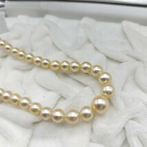 1円〜 照り強 アコヤ真珠 あこや グラデーション パール ネックレス 4.5mm〜8mm 44cm K18 刻印 総重量19.4g 本真珠 干渉色 ゴールド系_画像4