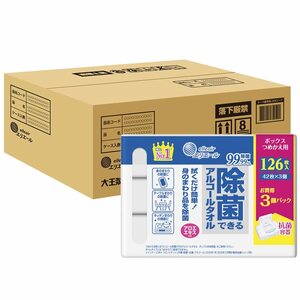 エリエール ウエットティシュー 除菌できるアルコールタオル ボックスつめかえ用 42枚×3P×4 無香料 【ハーフケース】