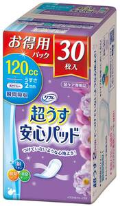 リフレ 超うす 安心パッド お得用パック 失禁 尿モレ 尿漏れシート 薄型 吸収 消臭 120cc 30枚入