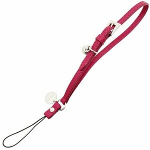 12859 Prada strap bell strap for mobile phone leather leather red red PRADA round Logo plate key holder 