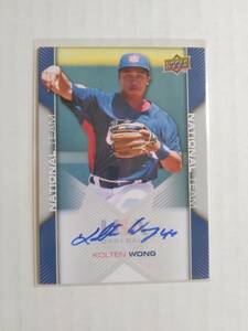 KOLTEN WONG（カージナルス他、ゴールドグラブ賞2回）2009 Upper Deck Team USA　直筆サインカード（直書き）