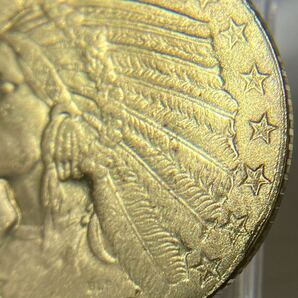 外国貨幣 1908年 インディアン金貨 リバティ金貨5ドル dollars 状態良好 5＄USA アメリカ ゴールド コイン イーグル 約4gの画像4