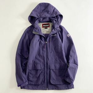 He2 marmot マーモットナイロンジャケット マウンテンパーカー Mサイズ ワンポイントロゴ◎ パープル アウトドア メンズ 紳士服