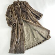 21e6《美品》本毛皮 パステルミンク 超ロングコート ミンクコート 毛皮コート 11号 レディース MINK FUR 着丈118cm ミンクファー_画像1