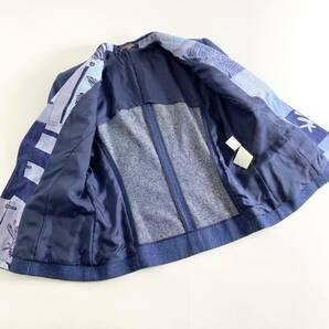 Fe6⑩ LEONARD FASHION レオナール デニム調 シルク100% テーラードジャケット ブレザー 薄手ジャケット 9AR M ブルー レディース 日本製の画像6