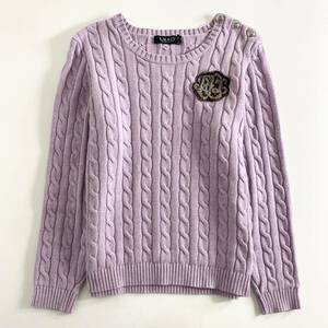 Xe7 LAUREN RALPH LAUREN Ralph Lauren knitted sweater cable knitted L size corresponding stamp bo tamper pull cotton lady's for women 