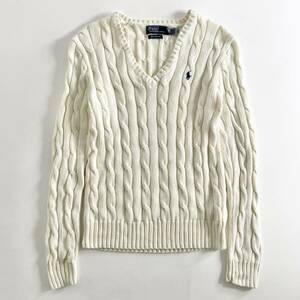 Xe7 Polo by Ralph Lauren Polo bai Ralph Lauren cable knitted cotton knitted sweater po knee embroidery S size lady's for women 