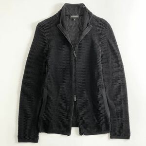 Ze7《美品》イタリア製 EMPORIO ARMANI エンポリオアルマーニ ニットジャケット ニットカーディガン ジップアップ 46 Mサイズ相当 メンズ