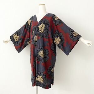 Ge13{ beautiful goods }SOU SOU saw saw Kyoto dyeing print . many tree cotton yukata see establish total pattern One-piece floral print One-piece M lady's spring summer 