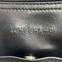 Ee14 LONGCHAMP ロンシャン ハーフムーン ワンショルダーバッグ ハンドバッグ オールレザー レザーバッグ ブラック レディース 女性用_画像6