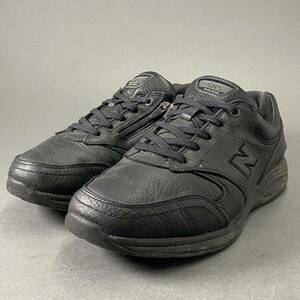 Ce18 new balance ニューバランス MW585BK ウォーキングシューズ レザースニーカー 本革 シューズ 運動靴 サイドジップ 28cm メンズ 紳士靴