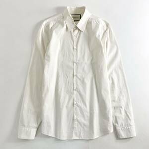 Ge20 イタリア製 GUCCI グッチ 長袖シャツ ドレスシャツ 白シャツ 42/16.5 サイズ相当 ホワイト メンズ 紳士服 男性用
