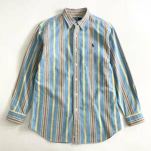 Ee22 Polo RALPH LAUREN Polo Ralph Lauren button down long sleeve shirt stripe shirt flannel shirt big po knee embroidery 160 Kids man 