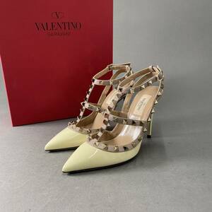 He23 イタリア製 VALENTINO GARAVANI ヴァレンティノ ガラヴァーニ ロックスタッズ ストラップ パンプス 36 23cm相当 レディース 女性用