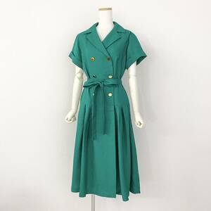 Ie30 GRACE CLASS Grace Class short sleeves to wrench One-piece double button One-piece gold button 36 S size green lady's for women 