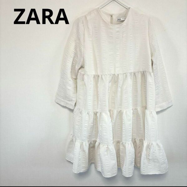 ZARA チュニック　ホワイト　フリル　M