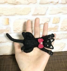 黒猫　羊毛フェルト　猫　ハンドメイド 