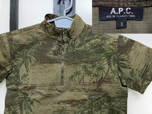 90s アーペーセー 半袖 柄物 プルオーバー ハーフジップ シャツ フランス製 / 90年代 APC アロハ ハワイアン ボタニカル柄 被り