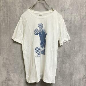 【ディズニー】Tシャツ【L】白/ホワイト/ミッキー/シンプル/キャラクター/古着