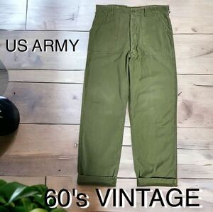 60's VINTAGE US ARMY ベイカーパンツ ユーティリティパンツ コットンサテン 60年代 米軍 実物 ミリタリー パンツ 輸入 古着 ビンテージ 