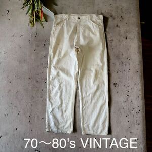 雰囲気抜群 70〜80's VINTAGE ホワイト ペインター パンツ ワークパンツ 輸入 古着 アメリカ購入 ビンテージ 70年代 80年代 TALON アルミ
