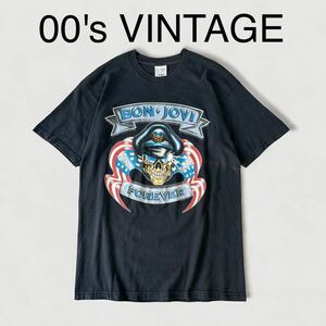 00's VINTAGE BON JOVI 2000 ツアー Tシャツ CRUSH FOREVER ボンジョビ ビンテージ バンド ロックT コピーライト 当時物 古着 Y2K 黒T