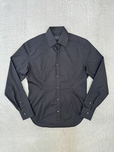 プラダ コットン ストレッチ シャツ ブラック 39 PRADA 長袖シャツ ドレスシャツ カジュアルシャツ ワイドカラー フレンチカラー
