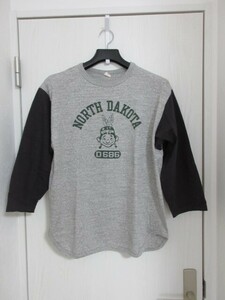 ☆美品☆WAREHOUSE/ウエアハウス　Lot.4800　XL　７分袖ベースボールTシャツ　NORTH DAKOTA　アメカジ　　