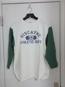 ☆美品☆WAREHOUSE/ウエアハウス　Lot.4800　XL　７分袖ベースボールTシャツ　BISCAYNE　アメカジ　　